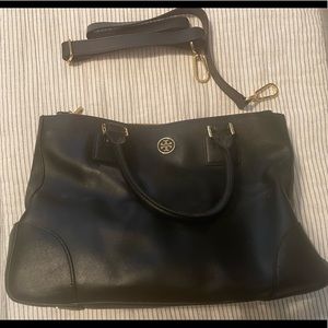 Black Tory Burch pebbles leather tote.